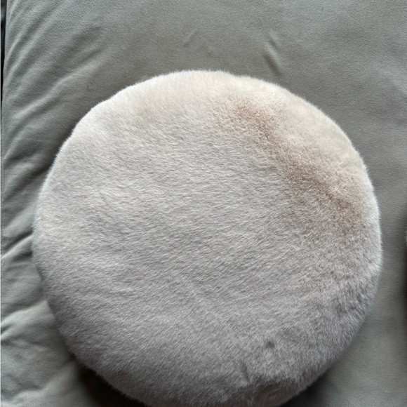 CB2 Harlee Round Ivory White Faux Fur Throw
Pillow 16" - Picture 3 of 4